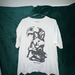 Half Evil 333 7 Years of Evil Bunny with Axe Graphic T-Shirt White Size XL